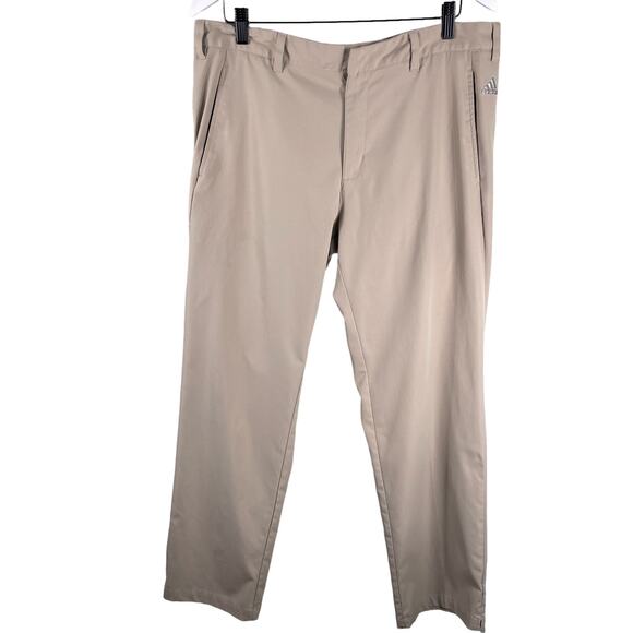 ADIDAS Men's Beige Flat Front Straight Leg Golf Pants Size 36x32 - Picture 1 of 7